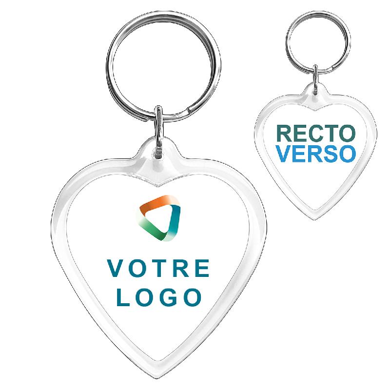 Porte-clés promotionnel photo rond acrylique recto-verso - porte