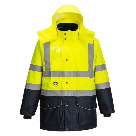 PORTWEST S426 PARKA HAUTE-VISIBILITÉ 7-EN-1 TRAFFIC CONTRAST JAUNE/MARINE - TAILLE XL
