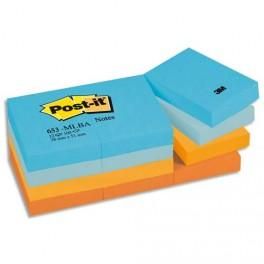 POST-IT LOT DE 12 BLOCS REPOSITIONNABLES COLORIS RELAXANTE DIMENSIONS 38X51MM 653ML