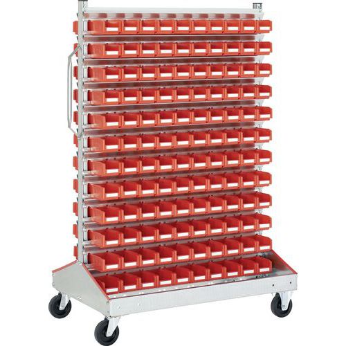 RACK MOBILE DOUBLE FACE FOURNIT AVEC BACS À BEC PLASTIQUE SK - BITO