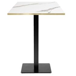 Restootab - Mange-debout 60x60cm - modèle Milan marbre blanc chants laiton - blanc TB-MILFF-6060M-MB.BLA-LAI_0
