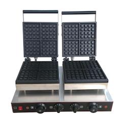 Romux® Gaufrier Électrique Professionnel Double en Acier Inox - Plaques en Fonte Antiadhésive - 8 Gaufres Carrées - 3200 W - 55x36 cm_0