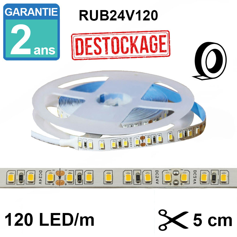 Ruban LED 24V - 18W/m - 5m - IP20 intérieur - Référence rub24v1204k_0
