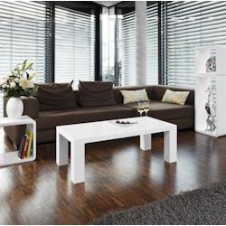 SalesFever Table basse rectangulaire | Laqué haute brillance | Bois MDF | L 120 x P 60 x H 40 cm | blanc - blanc Bois manufacturé 399279_0