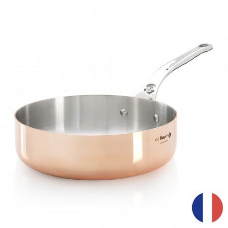 Sauteuse droite en cuivre inox à fond magnétique induction - Prima Matera De Buyer - 90% cuivre, 10% inox, compatible tous feux_0