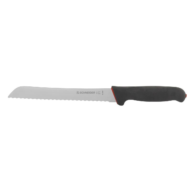 Schneider - Couteau à pain à prise en S, manche, manche : noir, rouge, 200 mm - noir acier 267020_0