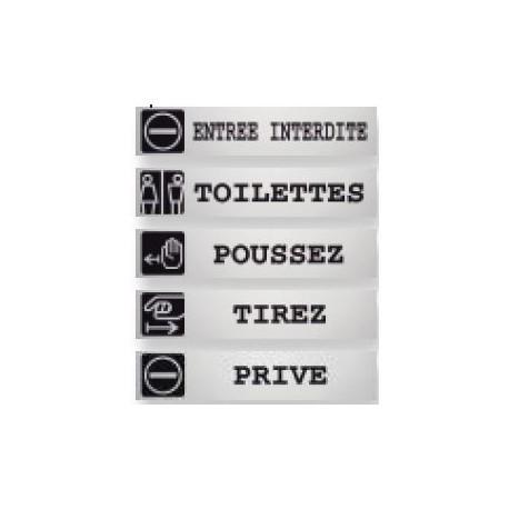Signalétique en Alu Brossé - Picto - Hauteur 40 x Longueur 200mm, Impression Noire, Coins Arrondis avec Adhésif_0