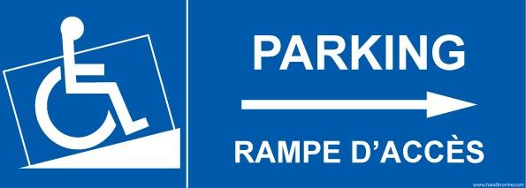 LOT DE 3 - PANNEAU PARKING AVEC RAMPE D'ACCÈS - FLÈCHE DROITE - 210 X 75 - PVC
