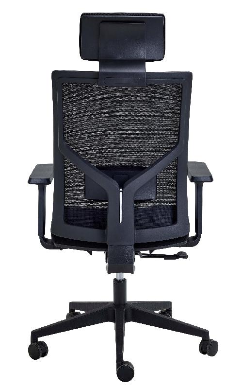Fauteuil bureautique synchrone Sizack - dossier filet, têtière et accoudoirs réglables - coloris noir_0