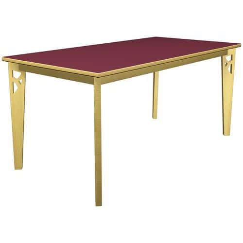 TABLE IRISS 160 X 80 CM 4P - STRAT BORDEAUX/HÊTRE NATUREL