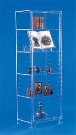 Vitrine d'exposition professionnelle en plexiglas - 60 x 42 x 180 cm - 5 étages réglables avec serrure_0