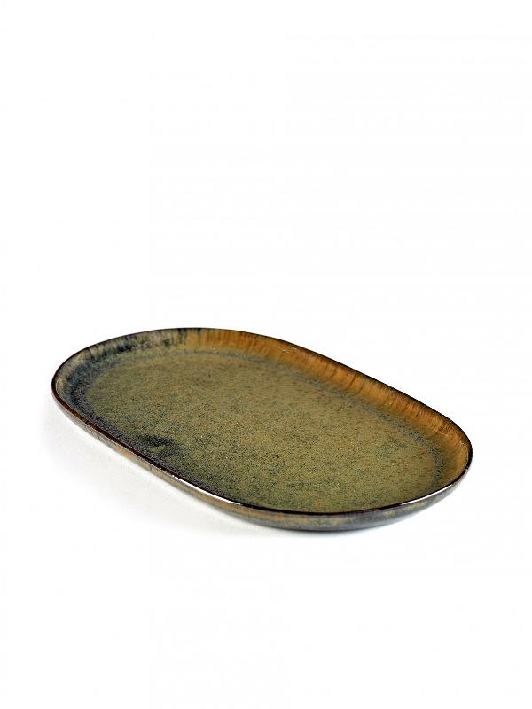 ASSIETTE PLATE OVALE INDI GREY GRÈS 25X15 CM SURFACE SERAX