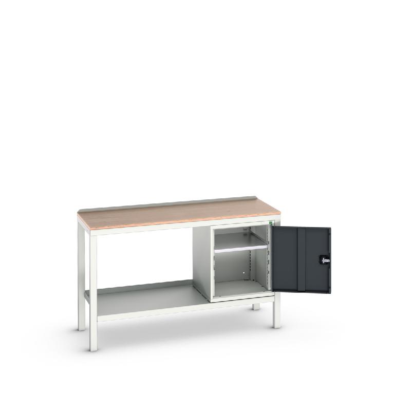 Établi Verso Lourd Fixe - Avec porte, plateau multiplis et armoire standard - 1000x600x930mm_0
