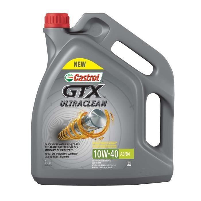 Castrol Huile Moteur GTX Ultraclean 10W-40 5L - Technologie de Synthèse - Réduction des Dépôts 15A4D4_0