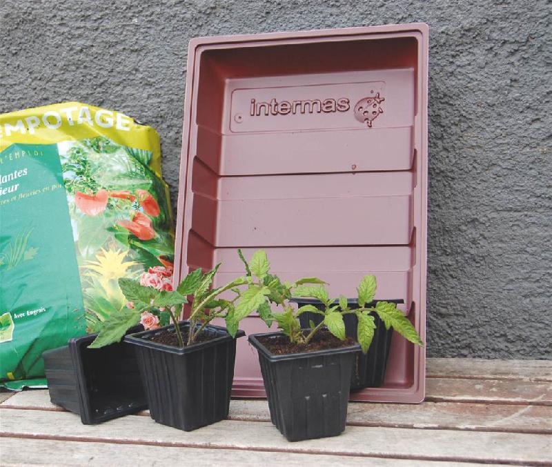 7 pots carrés pour semis - NORTENE - Polypropylène noir - Dimensions compactes_0