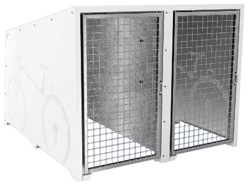 ABRI VÉLOS BERLIN INITIAL 2 PLACES PORTES GALVA - BLANC 9010 - MANUTAN COLLECTIVITÉS