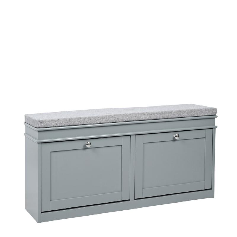 Armoire à chaussures / banc Estha 11 104 x 24 x 47,5 cm, 2 volets gris/gris, hjh LIVING - gris multi-matériau 927015_0