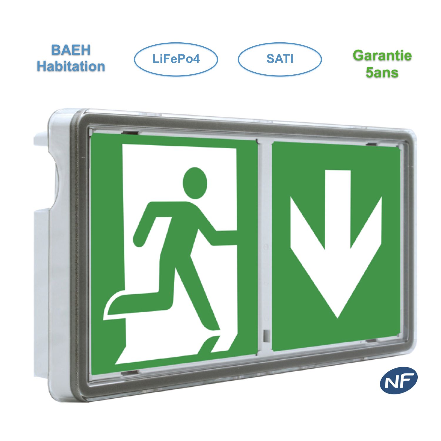 BAEH Evacuation Habitation SATI - Fabrication Européenne - Certifié NF - Batterie LiFePo4 - Garantie 5 ans - Protection IP44_0