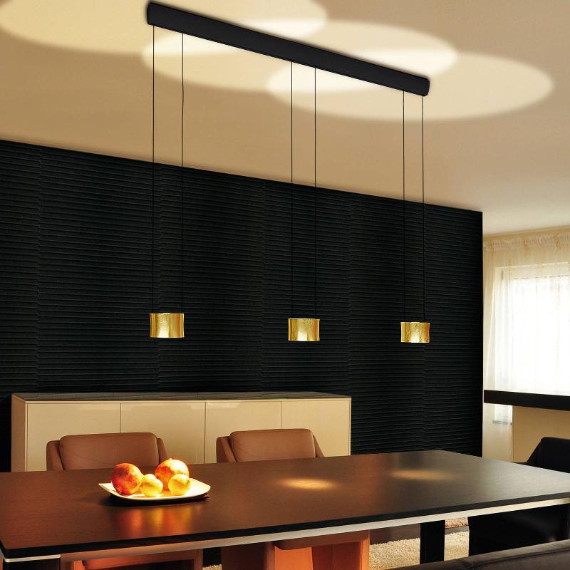 BANKAMP IMPULSE SUSPENSION LED À 3 LAMPES DORÉE