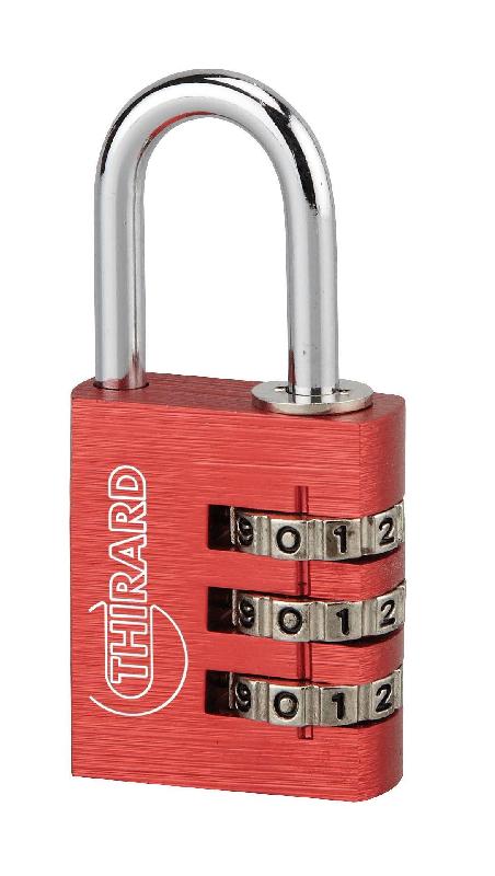 Cadenas à clé type 1 - Aluminium - Code 30 mm rouge - THIRARD_0