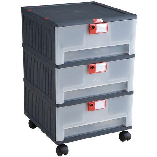 CAISSON 3 TIROIRS MOBILE MOPLA H HT:780 MM L HT:460 MM - MOBIL PLASTIC