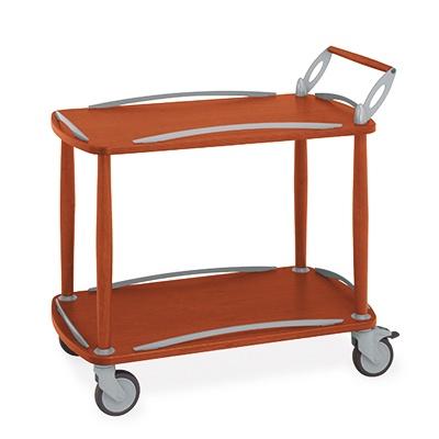 Chariot de service en bois - Metalcarrelli - cadre en bois massif, étagères en contreplaqué, roulettes pivotantes_0