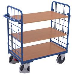 Chariot à plateaux et dossiers grillagés - capacité 400/500 kg - étagères réglables - roues anti-trace_0