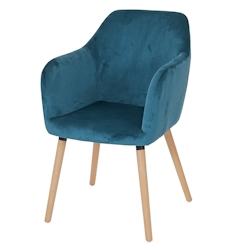 Décoshop26 - Chaise de salle à manger cuisine bureau coiffeuse style rétro en tissu velours bleu pétrole 04_0002371 - bleu 3000274832694_0