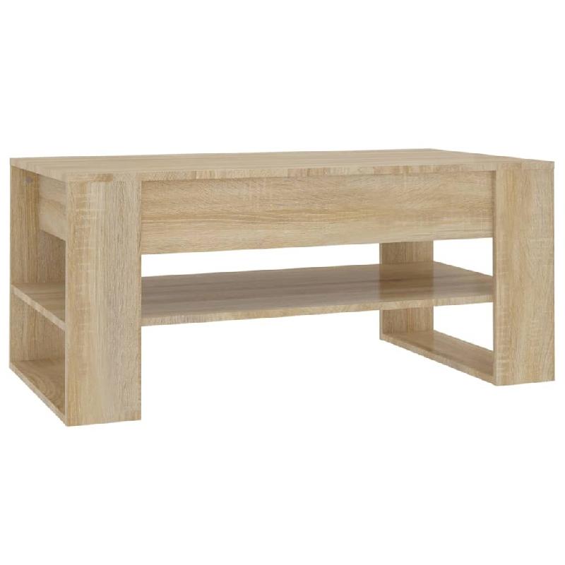 Décoshop26 - Table basse avec étagères design intemporel 102 x 55 x 45 cm bois d'ingénierie couleur chêne DEC038917 - Bois massif 3000264111204_0