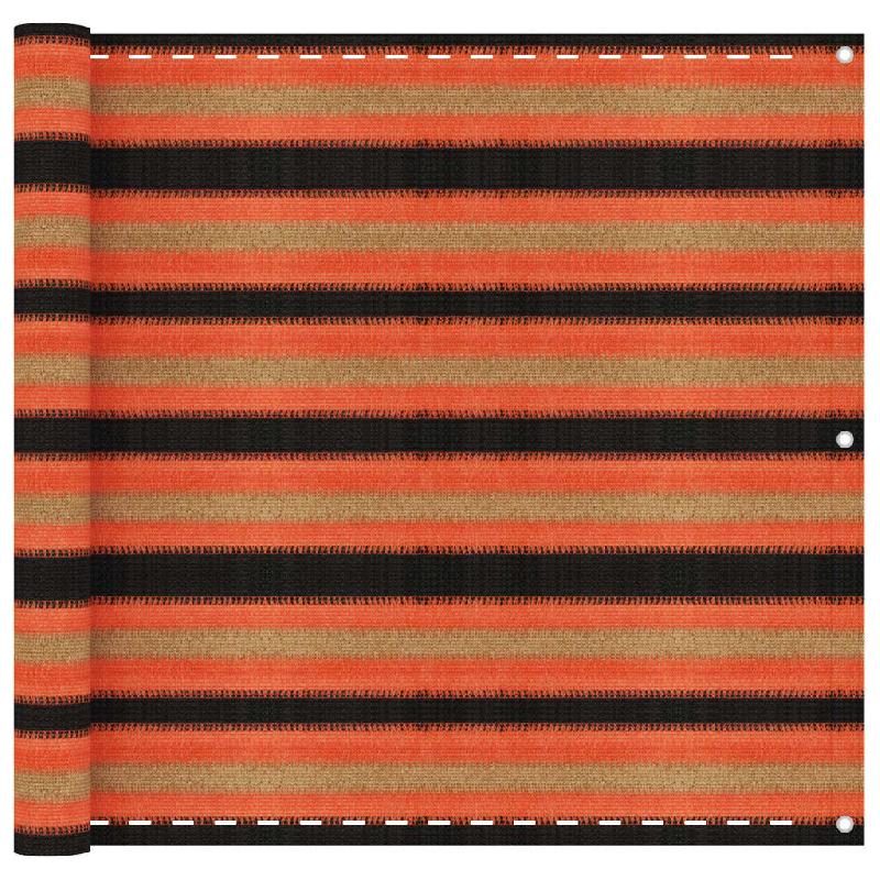 Écran de balcon brise-vue - Protection intimité 90 x 400 cm PEHD multicolore (orange, marron, noir) - Réf : 02_0010254_0