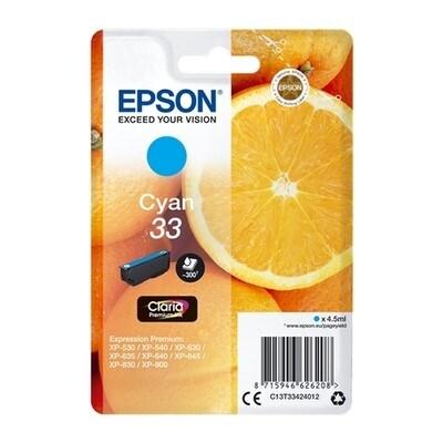 Epson 33 - Orange Cartouche Cyan C13T33424012 (T3342) - bleu 8715946600512_0