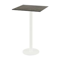 Essentials Urban mange-debout avec piètement blanc + plateau HPL noir 70x70 cm - Veba - Marbre foncé - l0- L- P- h - blanc 130051677_0