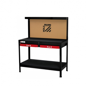 Établi métallique WT06 - robuste avec 2 tiroirs, panneau MDF perforé et crochets inclus_0
