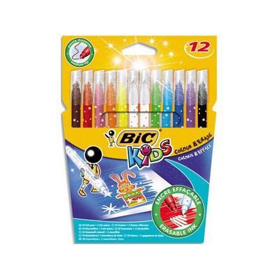 ETUI DE 12 FEUTRES DE COLORIAGE EFFAÇABLES BIC KIDS MAGIC FELT PENS - POINTE MOYENNE - COLORIS ASSORTIS