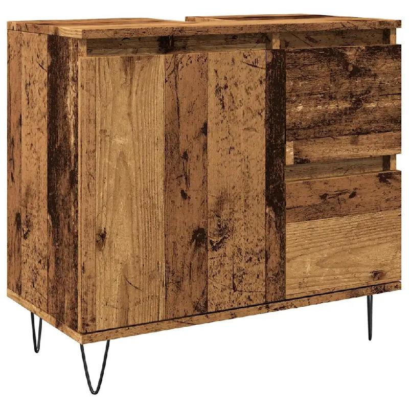 Helloshop26 - Armoire de lavabo moderne design industriel salle de bain 65 x 33 x 60 cm en bois vieux 02_0051106 - Bois massif 3000236745109_0