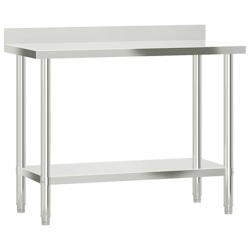 Helloshop26 - Table de travail de cuisine professionnelle avec dosseret 110 x 55 x 93 cm acier inoxydable 02_0045408 - 3000220663198_0