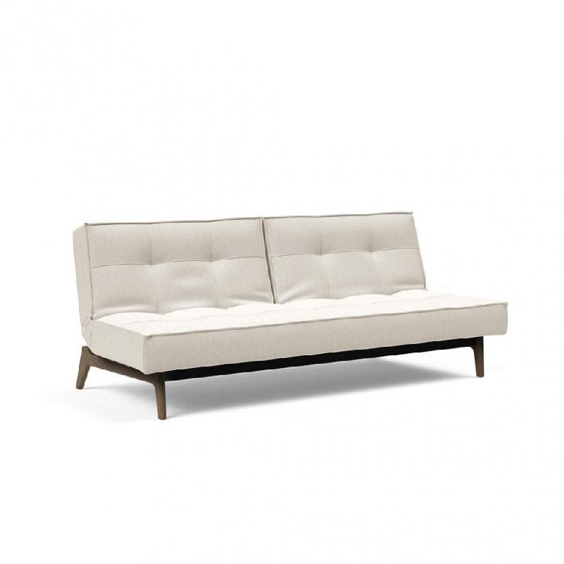 Canapé convertible Innovation Living Splitback Eik 115x200 cm - Chêne fumé - Tissu bouclé Off White_0