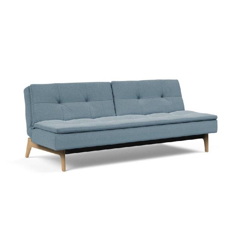 Innovation Living - Canapé design Dublexo Eik tissu Soft Indigo convertible lit 210x115 cm - pieds chêne clair_0