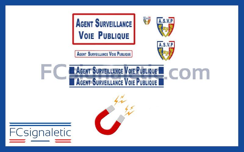 Kit sérigraphie ASVP bleu magnétique pour véhicule léger et petits utilitaires_0