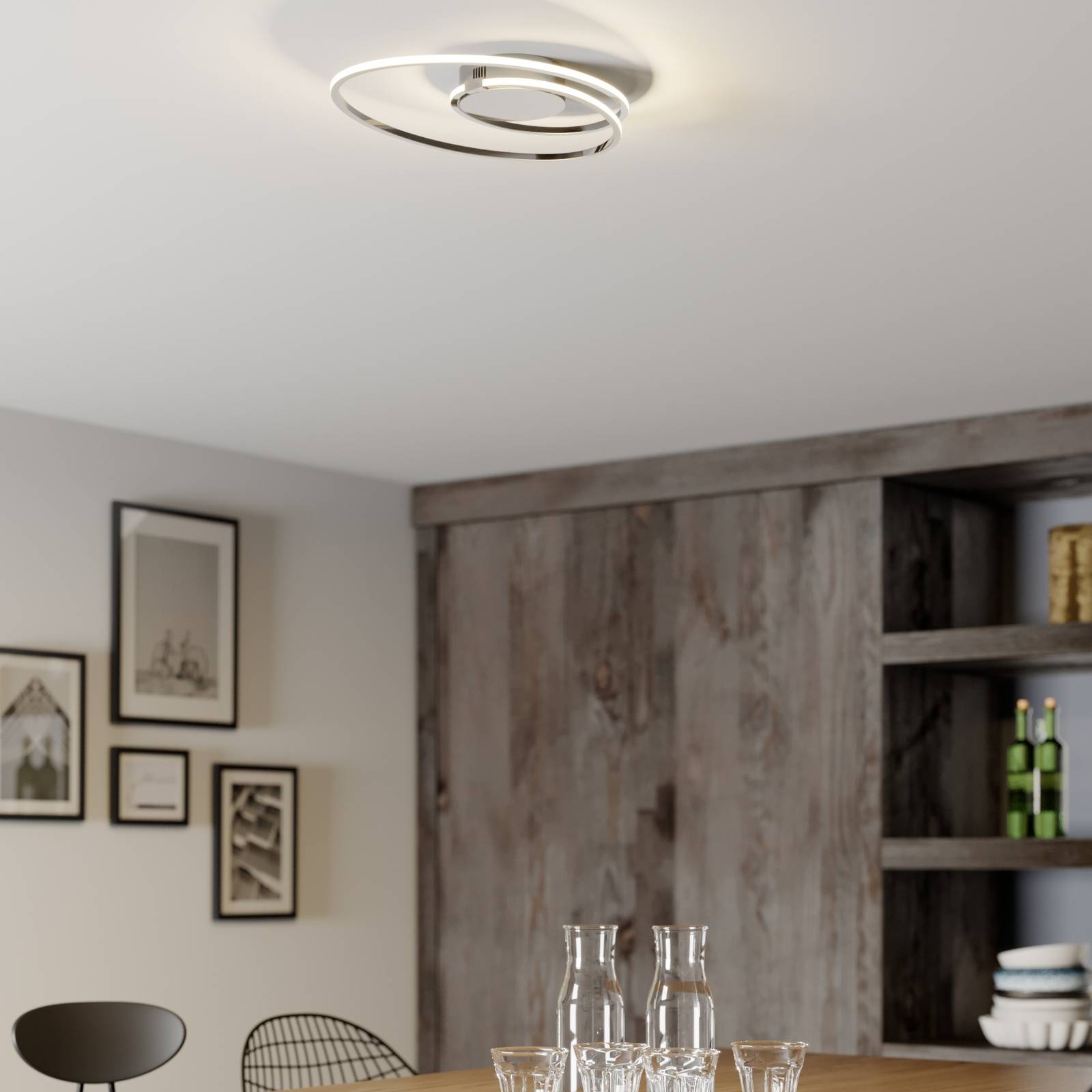 LINDBY XENIAS PLAFONNIER LED, CHROMÉ, 49 X 30 CM