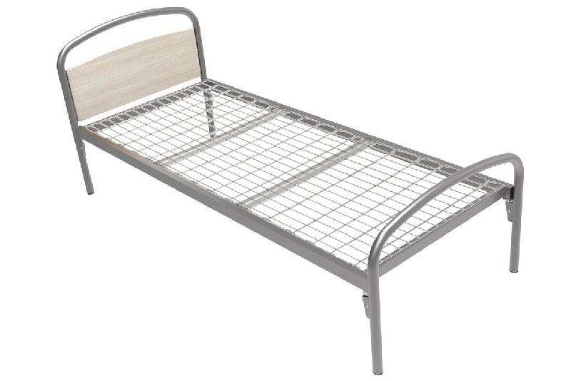 LIT THÉLIA TÊTE PANNEAU/PIED MÉTAL SOMMIER TREILLIS 90X190CM ALU/PIN CRÈME - MANUTAN COLLECTIVITÉS