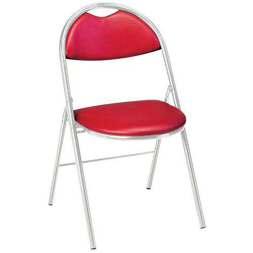LOT 4 CHAISES PLIANTES CLAP PIÈTEMENT GRIS ALU TISSU ENDUIT PVC M2 ROUGE - MANUTAN COLLECTIVITÉS