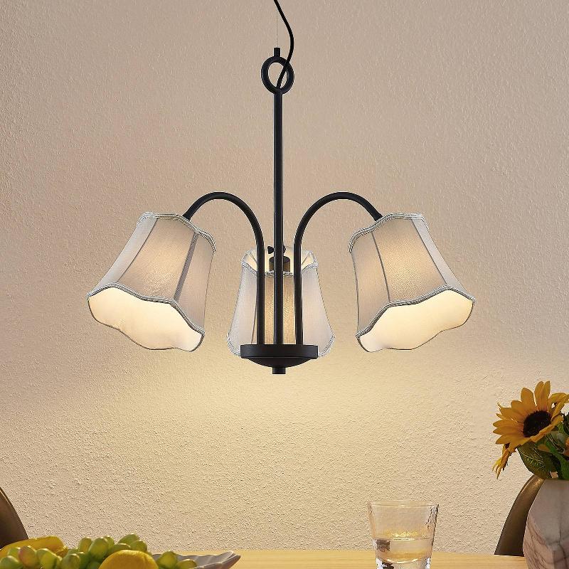 LUCANDE BINTA SUSPENSION, À 3 LAMPES, GRIS ARGENTÉ