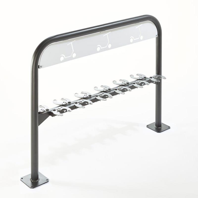 Parking en acier pour 12 trottinettes - Fixation au sol sur platine - Finition antirouille_0