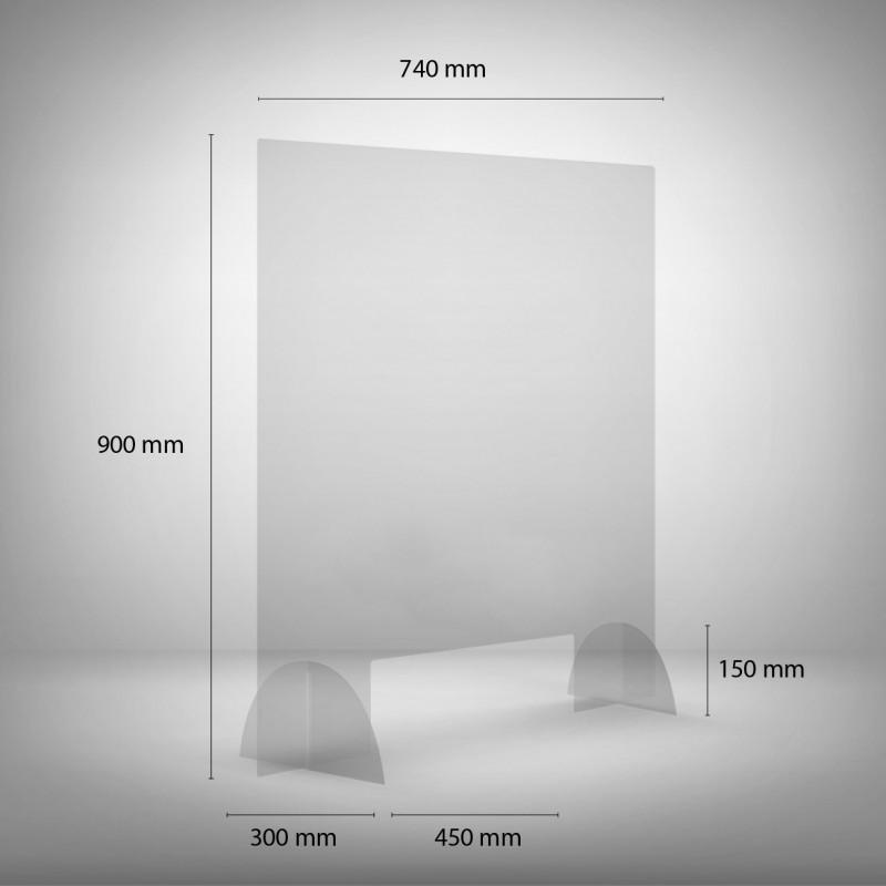 Paroi de protection en plexiglass® épais. 3mm grand format verticale 74 x 90 cm_0