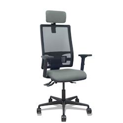 Piqueras y Crespo Silla Bormate asincro malla negra asiento bali gris brazos 2D ruedas 65mm cabecero regulable - gris multi-matériau 405ASM840B220B2B_0