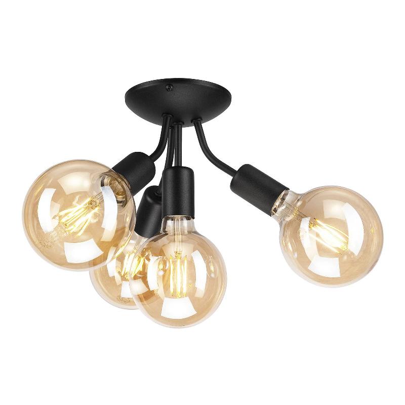 LAMKUR PLAFONNIER DOUILLE GO, À QUATRE LAMPES, NOIR