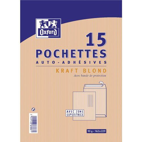 POCHETTES 162X229 90G KRAFT BLOND AUTO ADHÉSIVE ZONE D - OXFORD
