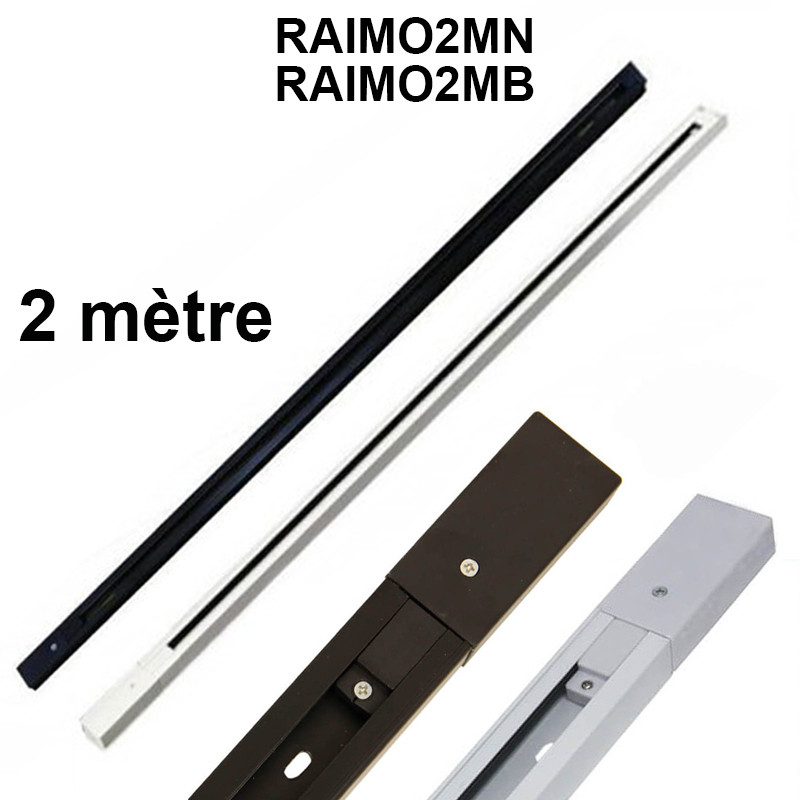 Rail 2 mètres monophasé renforcé pour spot LED - aluminium de qualité supérieure - réf raimo2mb_0