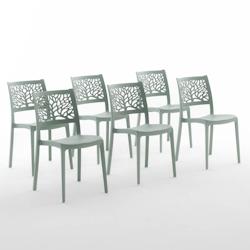 RATTATAN Set 6 Chaises en polypropylène avec fibre de verre empilables pour extérieur et jardin, bar et restaurant, cuisine design moderne - FLORA -_0